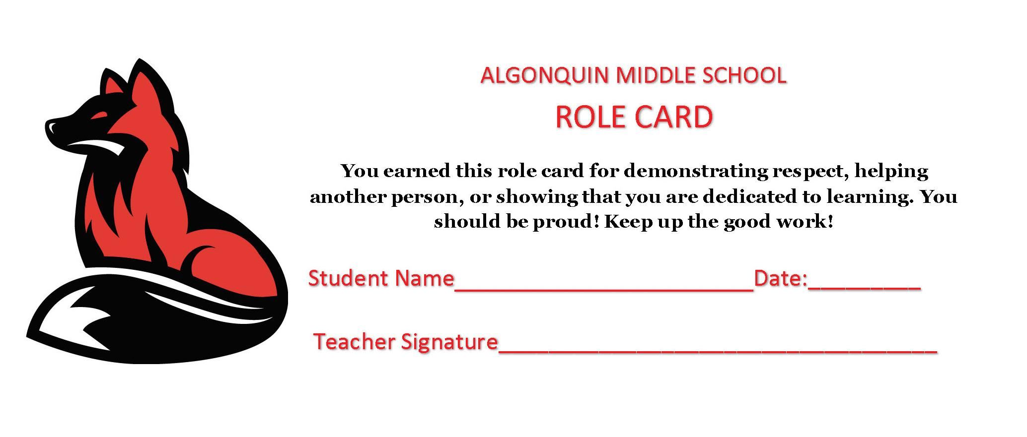 Earn an AMS Role Card for demonstrating respect, helping others, or showing dedication to education